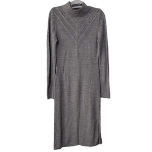 ELIZA J Mock Neck Long Sleeve Gray Sweater Dress Knee Length Modest EUC Medium